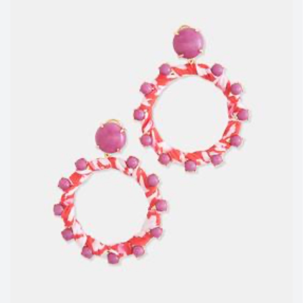 LELE SADOUGHI X ROLLER RABBIT Vinca Fabric Wrapped Earring NWT
